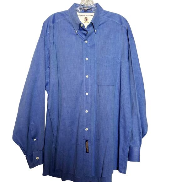Tommy Hilfiger Button Up Dress Shirt Long Sleeve Blue- 17 34-35 - Picture 2 of 6